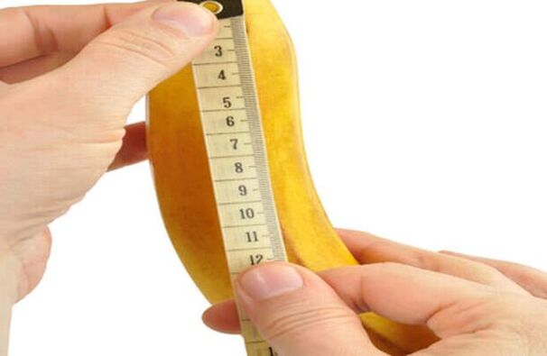 measuring the penis before enlargement by the example of a banana